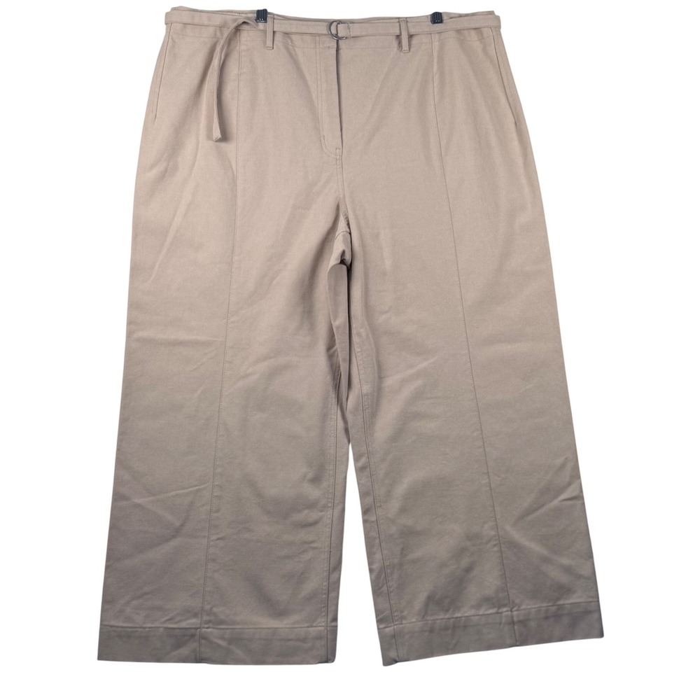 Ophelia‎ Roe Plus Size 24 Pintuck Wide Leg Belted Pants Neutral Workwear Teacher